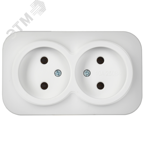 GLORY Розетка 2-местная для открытой установки без заземления без защитных шторок 10А РС22-2-ХБм белый матовый IEK - фото 2
