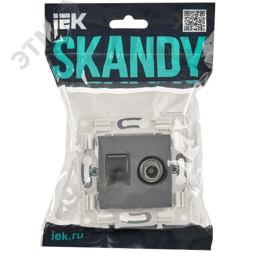 SKANDY Розетка двойная TV+RJ45 кат.5E SK-A14Gr серый IEK - фото 2