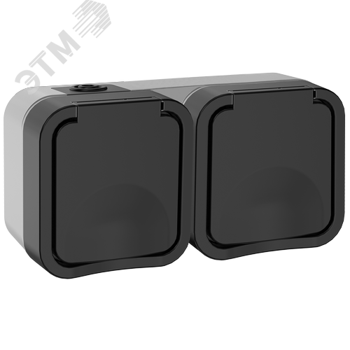 Изображение товара Розетка 2-местная горизонтальная TORS 16А IP55 графит (шт)