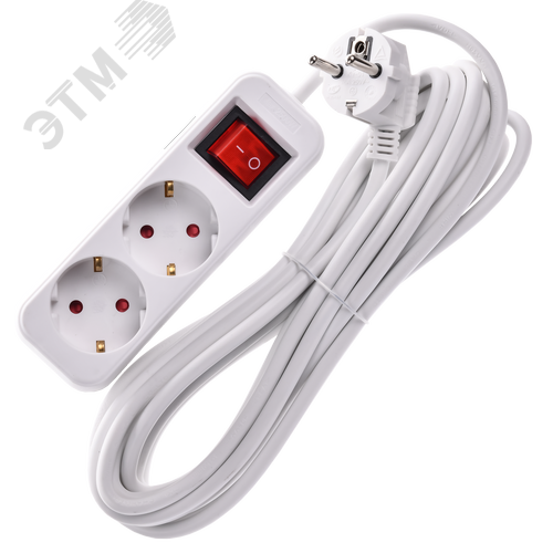 UMA Удлинитель У02К 2 места 5м 3х1мм2 10А бел. IEK с кнопкой - фото 3