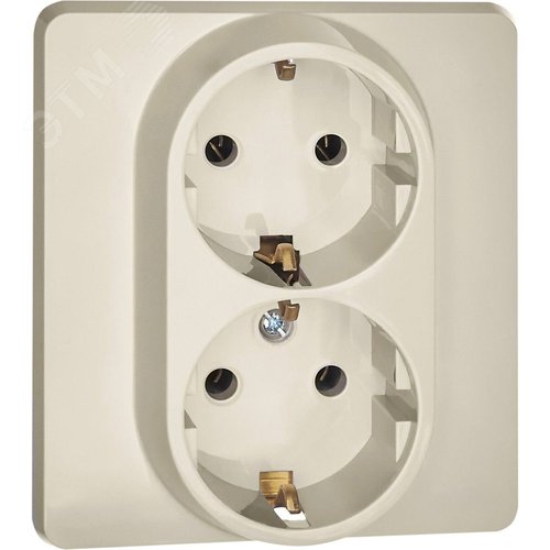 Розетка 2-местная с заземлением без защитных шторок 16А в сборе слоновая кость INSPIRIA - фото 1