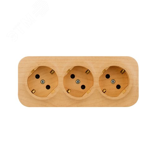 Розетка 3-местная для открытой установки с заземлением с защитными шторками с предварительным подключением 16А дерево QUTEO - фото 3