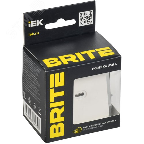BRITE Розетка USB C 65Вт высокоскоростная зарядка РЮ12-1-БрБ белый IEK - фото 2