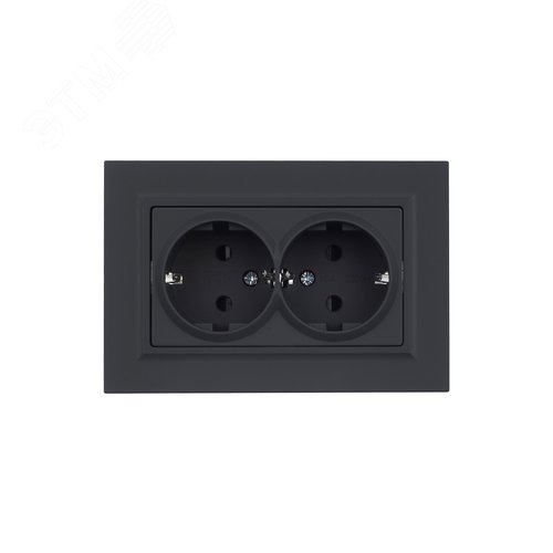 BRITE Розетка двойная с заземлением с защитными шторками 16А в сборе РСш12-3-БрГ графит - фото 4
