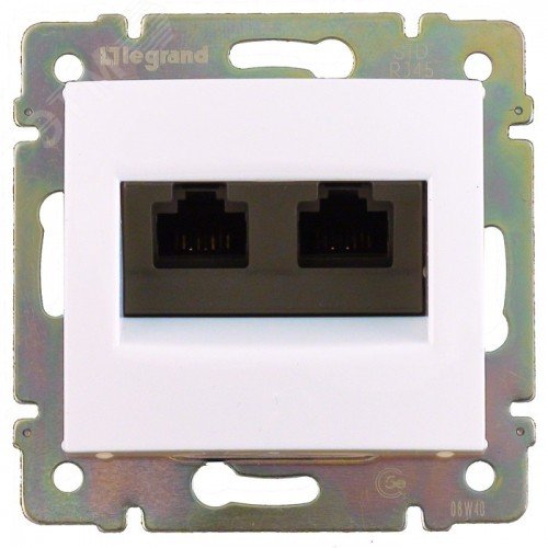 Изображение товара Розетка компьютерная двойная RJ45 категория 5Е UTP белый VALENA DIY (шт)