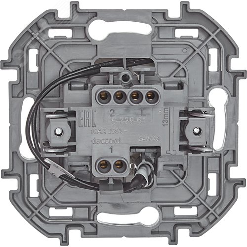 Выключатель 1-клавишный проходной с подсветкой/индикацией 10АХ безвинтовое крепление слоновая кость INSPIRIA - фото 3