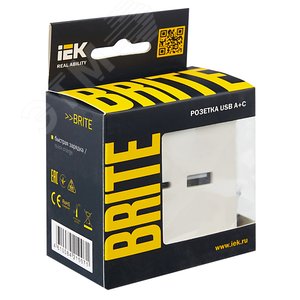 BRITE Розетка USB A+C 18Вт РЮ11-1-БрЖ жемчуг - фото 7
