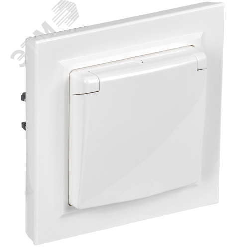 BRITE Розетка 1-местная с заземлением с защитными шторками и крышкой 16А IP44 в сборе               РСбш10-3-44-БрБ белый - фото 1