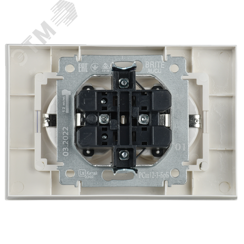 BRITE Розетка двойная с заземлением с защитными шторками 16А в сборе РСш12-3-БрБ белый - фото 2