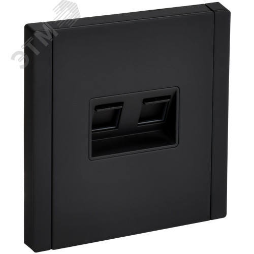 Изображение товара FORTE&PIANO Розетка двойная RJ11+RJ45 кат.5E FP135M металл черный IEK (шт)