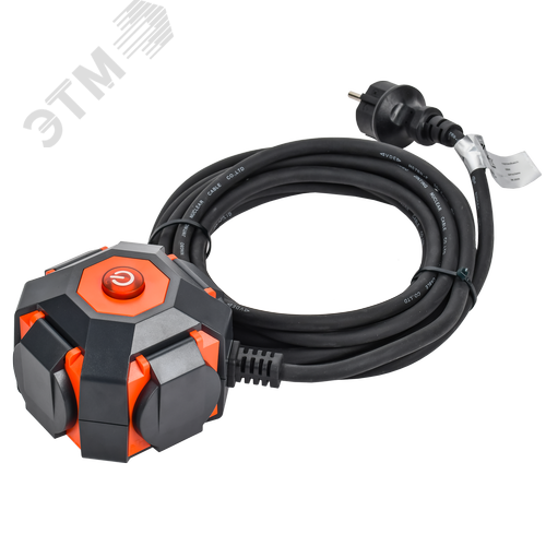 Удлинитель на магните У04В 4 места с защитными крышками IP44 с заземлением 2P+PE 5 метров КГ 3х1,5мм2 16А/250В IEK - фото 4