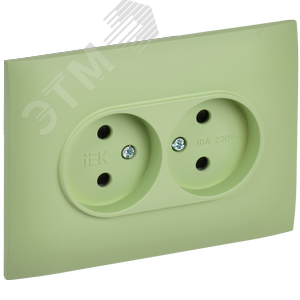 SKANDY Розетка 2-местная без заземления с защитными шторками 10А в сборе SK-R09G мятный IEK - фото 1
