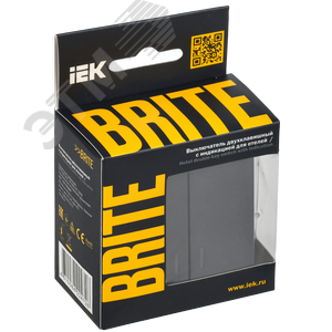 BRITE Выключатель 2-клавишный с индикацией для отелей 10А ВС10-2-9-БрГ графит IEK - фото 2