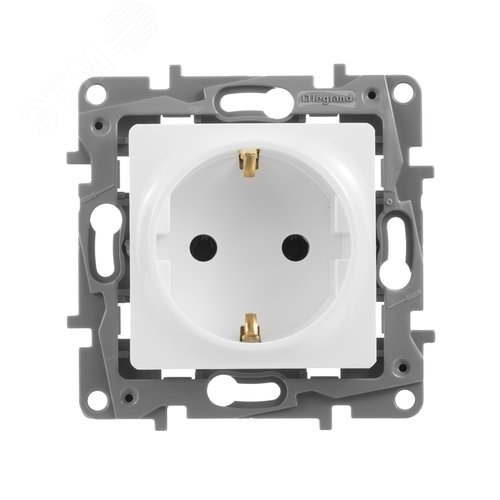 Розетка 1-местная с заземлением без защитных шторок 16А белый ETIKA - фото 3