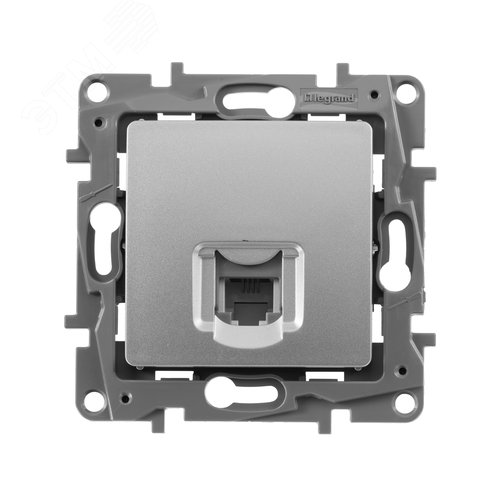 Розетка телефонная RJ11 алюминий ETIKA - фото 2