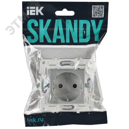 SKANDY Розетка с заземлением с защитными шторками 16А SK-R04S серебряный IEK - фото 6