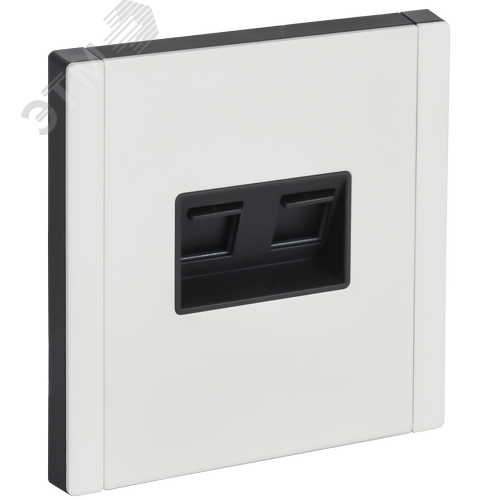 Изображение товара FORTE&PIANO Розетка двойная RJ11+RJ45 кат.5E FP235M металл белый IEK (шт)