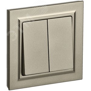 BRITE Выключатель двухклавишный 10А в сборе ВСР10-2-0-БрШ шампань IEK - фото 1