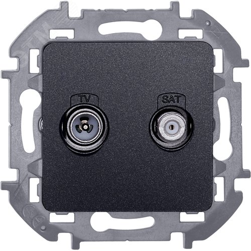 Розетка двойная TV+SAT тип звезда двухкабельная антрацит INSPIRIA - фото 5
