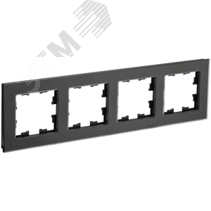 BRITE Рамка 4 поста РУ-4-2-Бр стекло черный матовый IEK - фото 1
