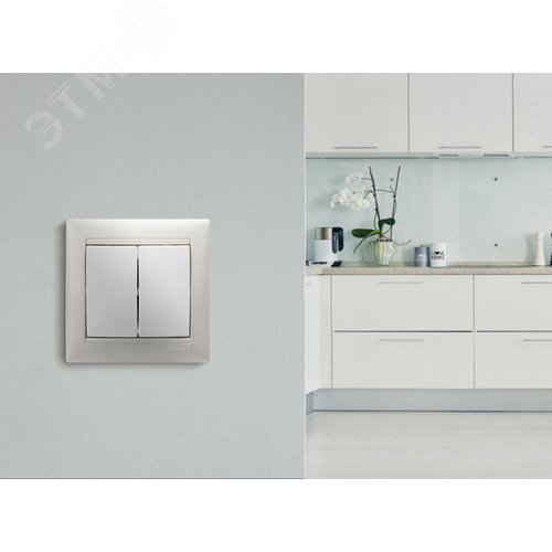 Выключатель 2-клавишный схема 5 10А безвинтовое крепление белый VALENA - фото 2