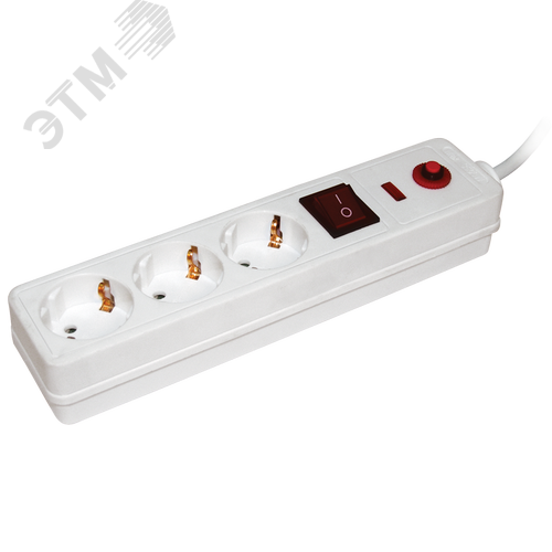 Изображение товара Фильтр сетевой с выключателем СФ-03К 3 розетки с заземлением шнур 1.5 м (шт)