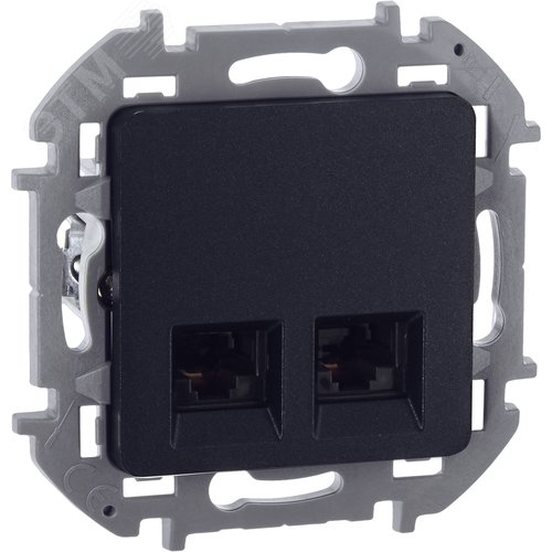 Изображение товара Розетка компьютерная двойная RJ45 категория 5Е UTP антрацит INSPIRIA (шт)