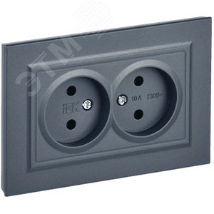 BRITE Розетка 2-местная без заземления без защитных шторок 10А в сборе РС12-2-БрМ маренго IEK - фото 1