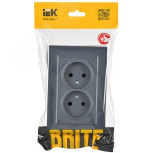 BRITE Розетка 2-местная без заземления без защитных шторок 10А в сборе РС12-2-БрМ маренго IEK - фото 2