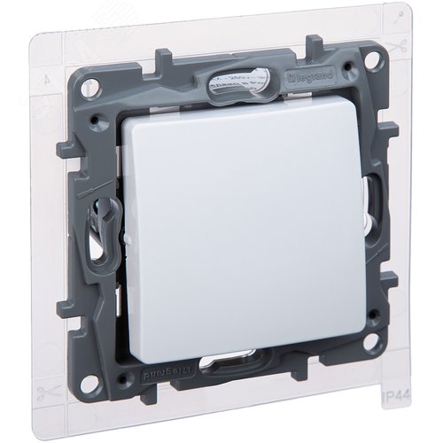 Выключатель 1-клавишный проходной 10А IP44 безвинтовое крепление белый ETIKA - фото 1