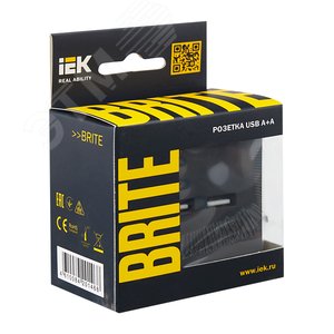 BRITE Розетка USB A+A 3.1А РЮ10-1-БрГ графит - фото 7