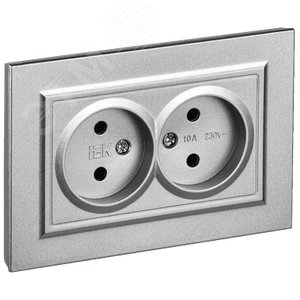 Изображение товара BRITE Розетка 2-местная без заземления без защитных шторок 10А в сборе РС12-2-БрА алюминий IEK (шт)
