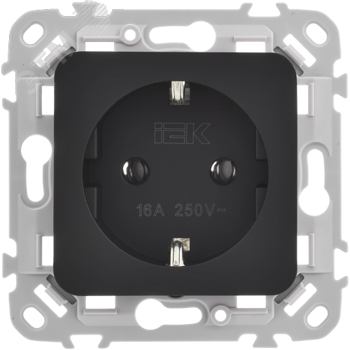 FLITE Розетка с заземлением без защитных шторок безвинтовое крепление 16А РС11-1-ФлЧ черный IEK - фото 3