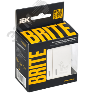 BRITE Выключатель 2-клавишный с индикацией для отелей 10А ВС10-2-9-БрЖ жемчуг IEK - фото 2