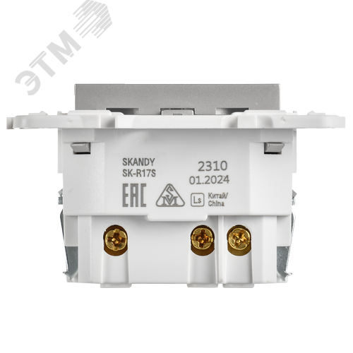 SKANDY Розетка с заземлением с защитными шторками 16А с USB C 18Вт SK-R17S серебряный IEK - фото 2