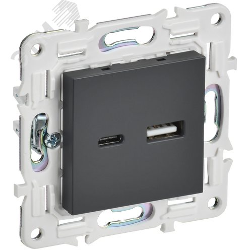 SKANDY Розетка USB A+C 18Вт SK-R13T титан IEK - фото 1