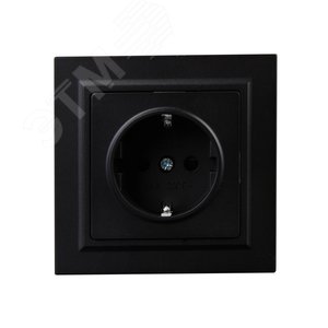 BRITE Розетка 1 пост с заземлением с защитными шторками 16А в сборе РСР14-1-0-БрЧ черный IEK - фото 2