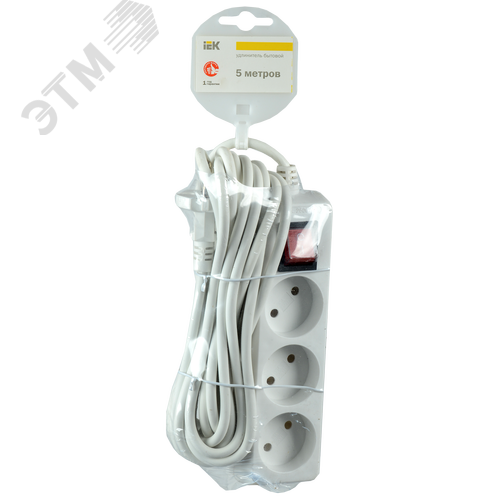 Удлинитель бытовой 3 розетки шнур 3м без заземления с выключателем 10А У3К - фото 2
