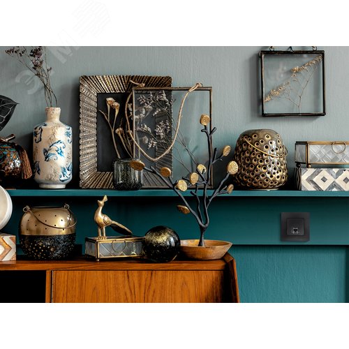 Розетка компьютерная RJ45 категория 5Е UTP антрацит ETIKA - фото 3