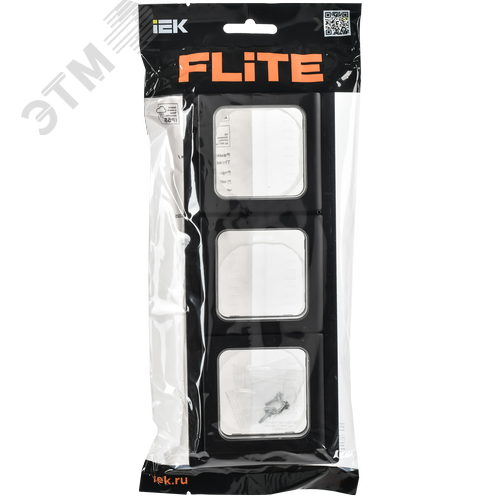 FLITE Рамка 3-местная IP55 Рпро-3-55-ФлЧ черный IEK - фото 2