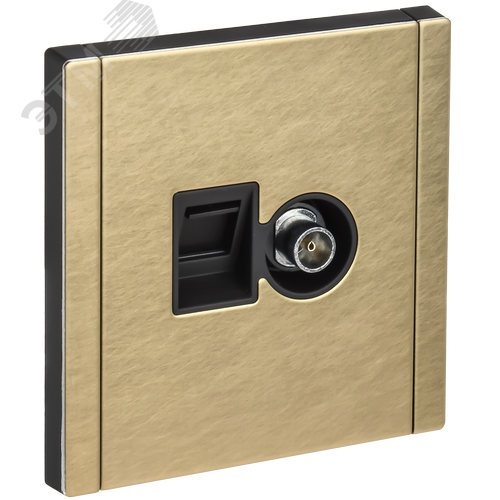 Изображение товара FORTE&PIANO Розетка двойная TV+RJ45 кат.5E FP636M металл шампань IEK (шт)