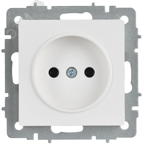 BRITE Розетка 1-местная без заземления с защитными шторками 10А РСш10-2-БрАБ арктический белый IEK - фото 3