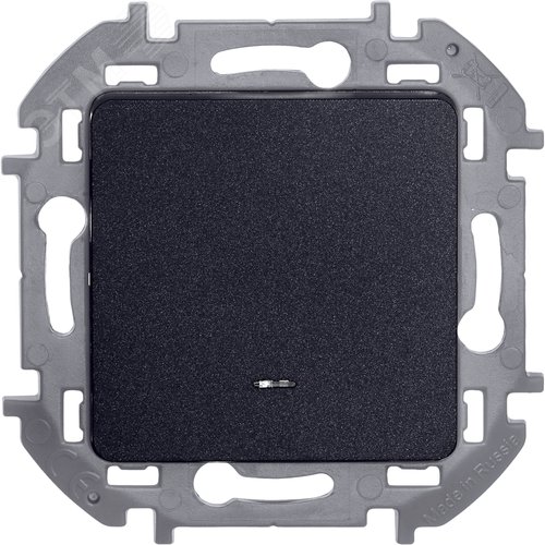 Выключатель 1-клавишный с подсветкой/индикацией 10АХ безвинтовое крепление антрацит INSPIRIA - фото 3