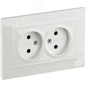 BRITE Розетка 2-местная без заземления с защитными шторками 10А в сборе РСш12-2-БрБ белый IEK - фото 1