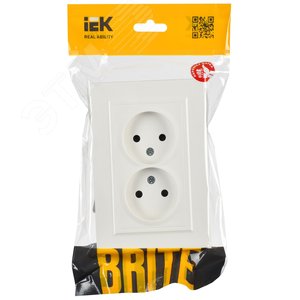 BRITE Розетка 2-местная без заземления с защитными шторками 10А в сборе РСш12-2-БрБ белый IEK - фото 2