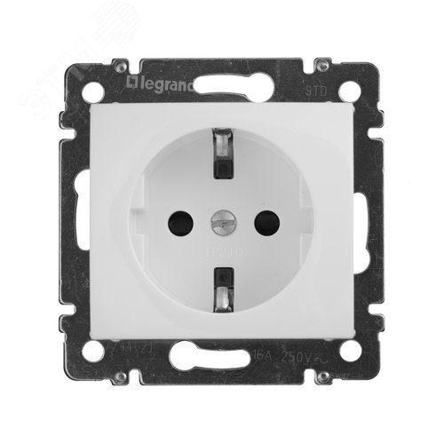 Розетка 1-местная с заземлением с защитными шторками 16А белый VALENA - фото 3