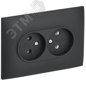 SKANDY Розетка 2-местная без заземления без защитных шторок 10А в сборе SK-R10G графит IEK - фото 1