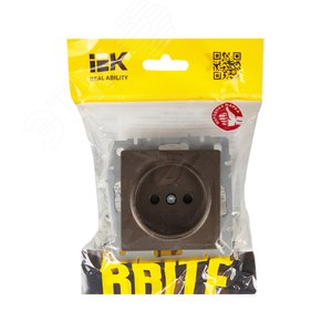 BRITE Розетка 1 пост без заземления с защитными шторками 10А РСш10-2-БрТБ темная бронза IEK - фото 6