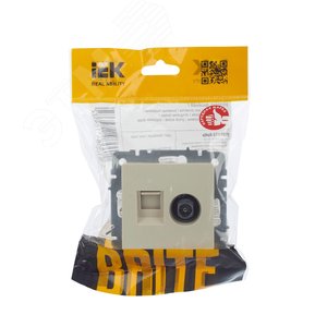 BRITE Розетка двойная TV+RJ45 кат.5E РТВ/РК12-БрКр бежевый - фото 7
