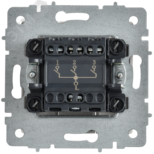 BRITE Выключатель 3-клавишный 10А ВС10-3-0-БрАБ арктический белый IEK - фото 3